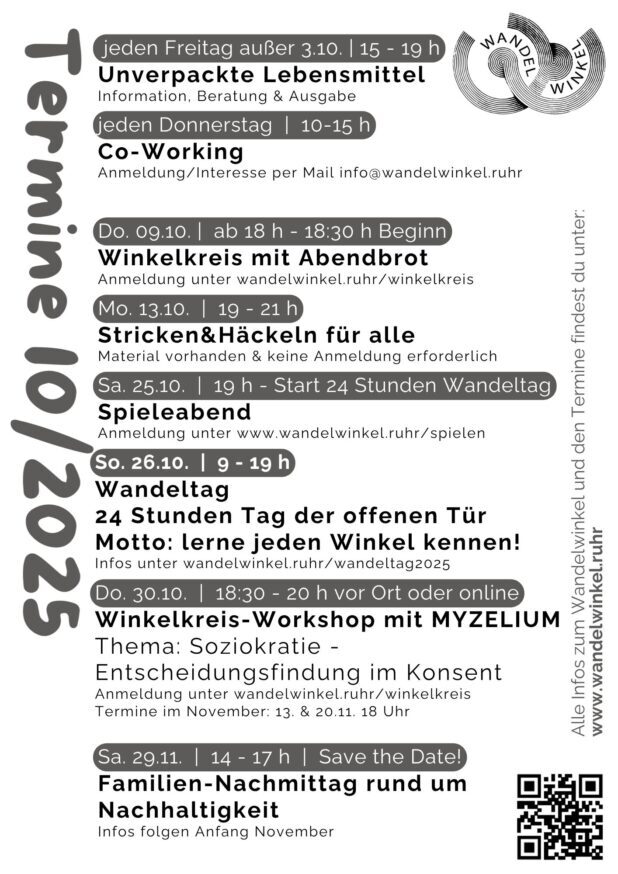 Terminübersicht Oktober 2025